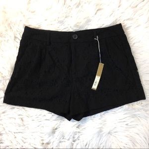 LC LAUREN CONRAD NWT BLACK FLORAL LACE SHORTS 6